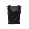 Colete de Moda Y2K Slim Fit Personalizado Roupas Femininas Design de Comércio Exterior 2026 Vazado Atacado Cor Sólida Europeu e Americano Sexy Preto