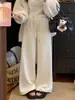 Pantalones de Pana con Forro Polar Dai Jiawen Otoño e Invierno Dos Usos Piernas Largas Cintura Alta Pierna Ancha Holgados Pantalones Rectos Casuales