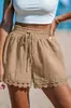 2025 Moda Femenina Europea y Americana Primavera y Verano Nuevo Encaje Adornado Playa Casual Suelto Cordones Pantalones Cortos