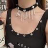 Colar de pérolas com borla preta estilo legal doce outono e inverno feminino nicho gargantilha clavícula corrente acessórios colar corrente