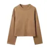 Atacado de Roupas Femininas Transfronteiriças Estilo Europeu e Americano 2025 Outono e Inverno Novidades Coloridas Gola Redonda Slim Fit Versátil Mangas Longas Tops e Malhas