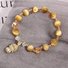 Pulsera de cristal de piedra ojo de tigre dorado estilo coreano anillo único Moda hombres y mujeres pulsera de cuentas de Buda joyería al por mayor