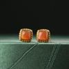 Pendientes de jaspe hetiano chapados en oro de plata de ley S925, pendientes retro distintivos, ligeros, de lujo y de moda para mujer.
