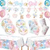 Suministros populares transfronterizos para fiestas temáticas de revelación de género con ositos de peluche, decoraciones y accesorios para fiestas de ositos de peluche de género