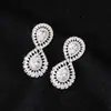 Brincos de Zircônia de Alta Qualidade com Design Clássico de Oito e Gota d'Água, Brincos de Zircônia Elegantes e Únicos de Nicho para Exportação para Europa e América