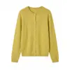 Nueva Chaqueta Cardigan de Color Sólido Otoño 2025 para Mujer, Cuello Redondo, Tejido Simple y Suave, Suéter de Cachemir Cepillado