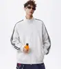 Sudadera con capucha de punto estilo americano de tres rayas con cuello alto para hombre, nueva llegada Otoño/Invierno, marca de moda, holgada, casual, chaqueta sudadera deportiva