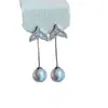 Brincos de Pérola em Gota Cauda de Peixe com Zircônia Design Sense Brincos Femininos Retrô Luxo Leve Elegante Moda Commuter Brincos Versáteis Brincos