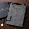 Novo Suéter de Cashmere Outono e Inverno 2024 Masculino 35% Cashmere Casual de Negócios Tricô Lã Suéter Gola Dupla Pulôver Lã