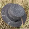 Sombrero de paja de moda para mujer, verano, paja fina, hierba, sombrero de copa plana, sombrero para el sol, sombrero para el sol, sombrero para el sol, sombrero para pareja, sombrero para adulto
