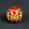 Cinnabar Cru Cristal Translúcido Areia Dança do Leão Casco de Tartaruga Borboleta Contas Soltas DIY Artesanal Contas Redondas Acessórios com Estampagem Dourada Atacado