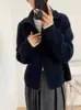 Cárdigan de Lana Estilo Coreano Solapa Cremallera Tejido Cardigan para Mujer Otoño Invierno Engrosado Gama Alta Suave Esponjoso Mangas Raglán Suéter Abrigo