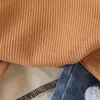 Conjunto de Top de Manga Corta de Canalé Color Caqui y Pantalones Largos de Mezclilla Estampados para Niñas, Estilo Europeo y Americano, Comercio Exterior, Verano 2026