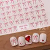 Pegatinas de Arte para Uñas con Lazo Francés Color Borgoña Popular entre Celebridades de Internet Lazo de Cinta Rojo de Año Nuevo Accesorios para Uñas