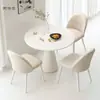 Mesa de jantar redonda francesa estilo creme, pequena mesa de pedra e cadeira combinadas, mesa de recepção luxuosa e leve para negociação, varanda