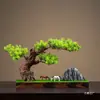 Nuevo Estilo Chino Planta Verde Ciprés Pino de Bienvenida Bonsái Árbol Falso Entrada Sala de Estar Oficina Hotel Decoración Suave Adornos