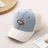 Sombrero de sol para bebé de bloques de color en mezclilla, gorra de béisbol de media malla para niños de verano, gorra de béisbol personalizada estilo coreano, transfronterizo