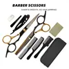 Tijeras para Cortar el Cabello Domésticas, Modelo Oro Negro, Acero Inoxidable Integrado de Dientes Planos Tijeras Profesionales de Peluquería, Específicamente para Peluqueros y Barberos