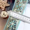 Encaje de organza bordado con lentejuelas de 5.3 cm de ancho, estilo étnico multicolor, material para ropa, zapatos, accesorios, materiales decorativos