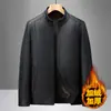 Chaqueta de Cuero para Papá Invierno Hombres Terciopelo Engrosada Resistente al Frío Chaqueta Cálida de Cuero para Personas de Mediana Edad y Mayores