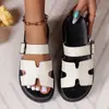 Sandalias de plataforma gruesa para mujer, talla grande, estilo europeo y americano, con hebilla, color liso, nuevas sandalias casuales slip-on de verano 2024