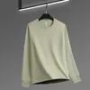 Camiseta de Algodão Puro com Gola Redonda e Manga Longa, 260g, para Outono e Inverno, com Logotipo Personalizado Impresso, para Homens e Mulheres, Roupas de Outono de Cor Pura, Corte Solto