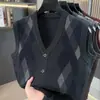 Chaleco de Punto para Hombre para Otoño e Invierno, Chaleco Suéter Grueso sin Mangas, Talla Grande, Cálido, para Hombres de Mediana Edad y Mayores, Chaleco Cardigan