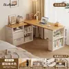 Mesa de canto em madeira maciça para uso doméstico, escrivaninha de estudo e escrita com estante, mesa integrada, penteadeira de quarto, mesa de computador em L ao lado da cama