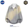Diseño de Marca Nasa Camisa Polo Falsa de Dos Piezas para Hombre Primavera y Otoño Casual Versátil Sudadera de Manga Larga con Cuello