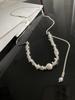 Collar de lujo con perlas de plata rotas y cadena de clavícula extraíble de alta gama para mujer, estilo nuevo y único, con el mismo estilo de celebridades de Internet de TikTok