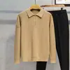 Suéter de punto con cuello polo y media cremallera para hombre, suéter pullover de otoño e invierno, suéter base japonés moderno, simple y guapo