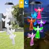 Nueva luz LED solar transfronteriza con forma de campana de viento para exteriores, impermeable, con forma de ángel, luces de jardín coloridas que cambian de color, luces colgantes