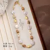 Conjunto de Colar e Pulseira de Pedra Quadrada Nala com Pérolas Irregulares Barrocas Conjunto de Joias Moderno de Luxo Leve
