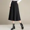 Falda de línea A con pliegues de moda para mujer 2026 Otoño/Invierno Nueva Simple de Cintura Alta de Longitud Media Elegante para Viajes Falda de Dobladillo Ancho