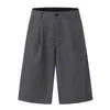 Shorts Casuales de Houndstooth a Cuadros Plegados Estilo Americano Moderno Disfrazados de Nanxia, Pantalones Cropped Rectos Holgados de Nueva Marca de Moda