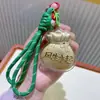Llavero de Bolsita de la Suerte de Oro Puro 999 Estilo Dibujos Animados para Mujeres, Cadena para Teléfono Móvil, Colgante para Bolsos, Decoración de Coche