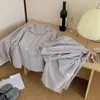 Pijama a rayas de bloques de color estilo coreano para mujer, conjunto de manga larga para primavera y otoño, ropa de estar de algodón nube, adecuado para usar en el exterior, venta al por mayor para ventas transfronterizas