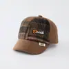 Gorra de Pato de Pana a Cuadros para Niños, Gorro de Bebé de Otoño, Gorra de Béisbol Gruesa de Otoño/Invierno para Niños, Nuevo Sombrero Infantil para Niñas