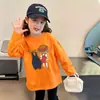 Camiseta de manga larga para niña, elegante camiseta básica de algodón puro para niños de primavera y otoño, top casual lindo con estampado para niñas