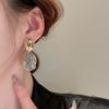 Pendientes Metálicos Ovalados de Alto Nivel con Forma de Concha Imitación, Electrochapado en Oro Real, Pendientes de Estilo de Nicho a la Moda para Mujeres
