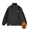 Sudadera de Estilo Americano con Media Cremallera y Cuello Alto, Chaqueta Casual Simple Gruesa de Invierno con Letras, Top de Pareja de Moda