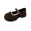 Stock Listo Zapatos Mary Jane con Moño para Mujer Estilo Hada de Verano Suela Plana Versátiles de Corte Bajo Zapatos Individuales de Una Correa Zapatos Pequeños de Cuero