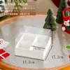 Caixa para Bolo de Ano Novo 6 Quadrados Caixa para Bolo Mousse Torre de Frutas 4 Donuts Caixa de Embalagem Chá da Tarde Caixa Transparente