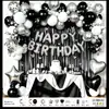 Set de globos de fondo de seda de lluvia transfronteriza globos de papel de aluminio feliz cumpleaños decoración de fiesta de primer cumpleaños