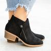 Zapatos de Mujer de Comercio Exterior de Alta Calidad, Estilo Nuevo, Tacón Grueso, Talla Grande Botas de Mujer, Botas Martin de Gamuza, Tacón Bajo, Cremallera Lateral, Botines para Mujer