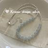 Corea del Sur Diseño Nicho Estilo Ins Hecho a Mano Cadena Clavícula Plata Esterlina S925 Aguamarina Natural Plata Rota Collar para Mujer