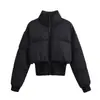 Comércio Exterior Transfronteiriço Spot Estilo Europeu e Americano Roupas Femininas Inverno 2025 Novo Casaco de Algodão Preto com Gola Alta e Cintura Ajustada