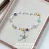 Nuevo Collar Personalizado de Estrella de Mar con Cuentas de Colores Colgante de Estrella Saltarina Plateada Retro Cadena de Clavícula Elegante a la Moda
