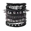 3 Novas Pulseiras de Corrente Estilo Punk Europeu e Americano, Pulseiras Personalizadas Masculinas, Acessórios de Joias com Rebites Hip-Hop
