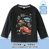 Ropa de Otoño para Niños de Cars Rayo McQueen Camiseta de Algodón Puro de Manga Larga Niños Niñas Bebé Cuello Redondo Top Ropa de Otoño